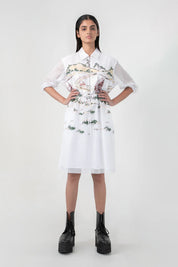 Ivory Crest Embroidered Short Dress