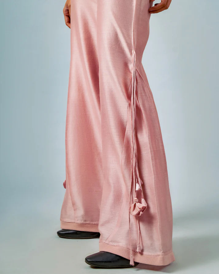 Necklace Drape Top & Tassels Godet Trouser Set