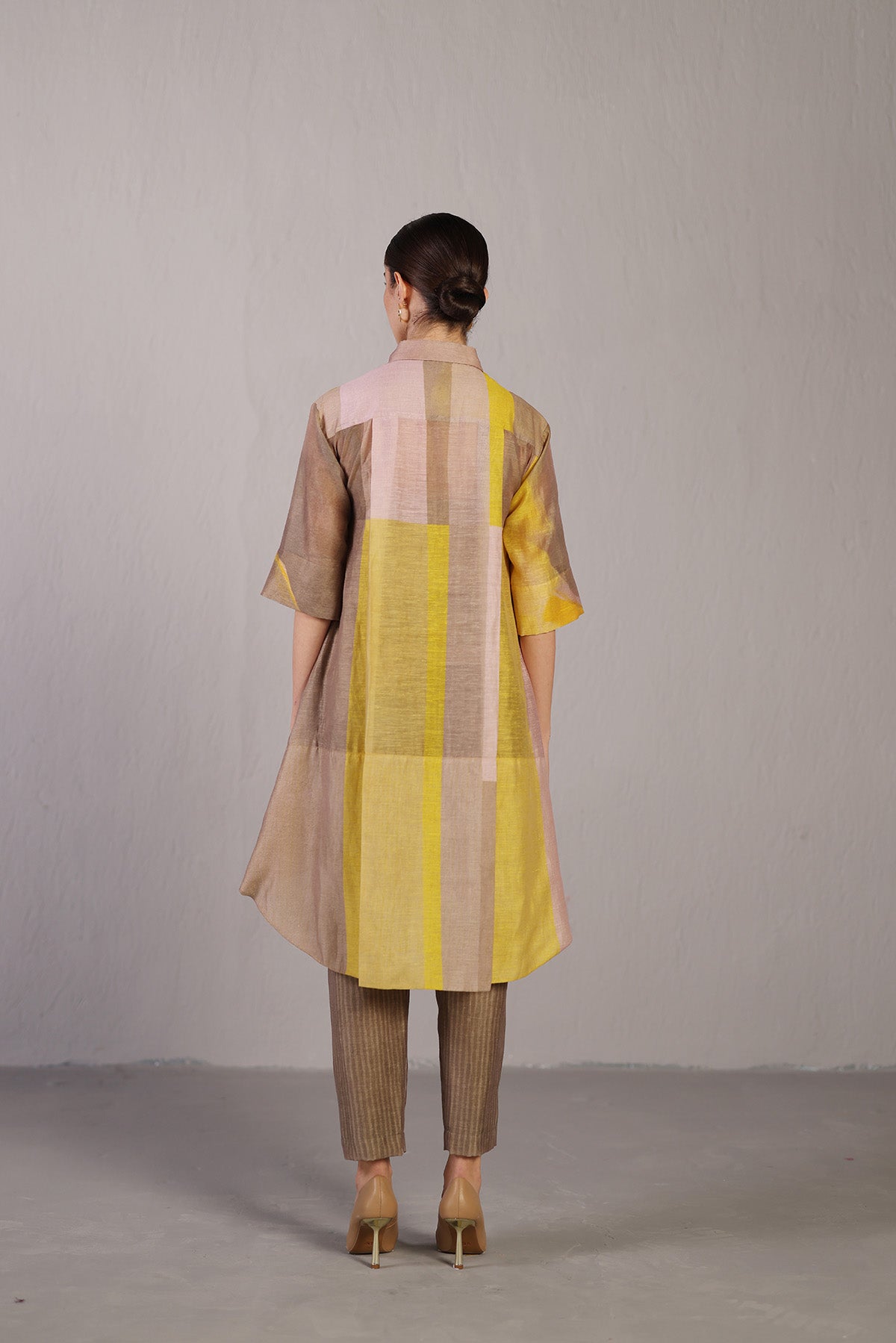 Candy Floss Smoky Beige & Bright Yellow Kurta Set