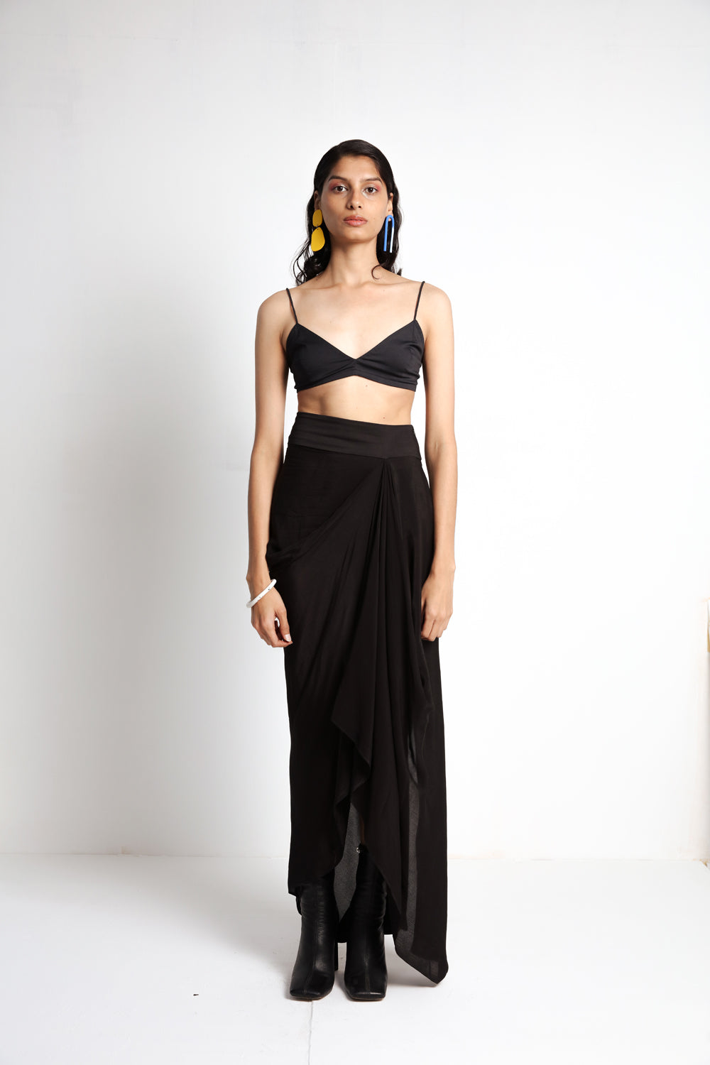 Midday Long Jacket With Black Drape Skirt