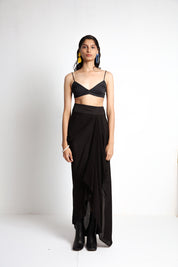 Midday Long Jacket With Black Drape Skirt