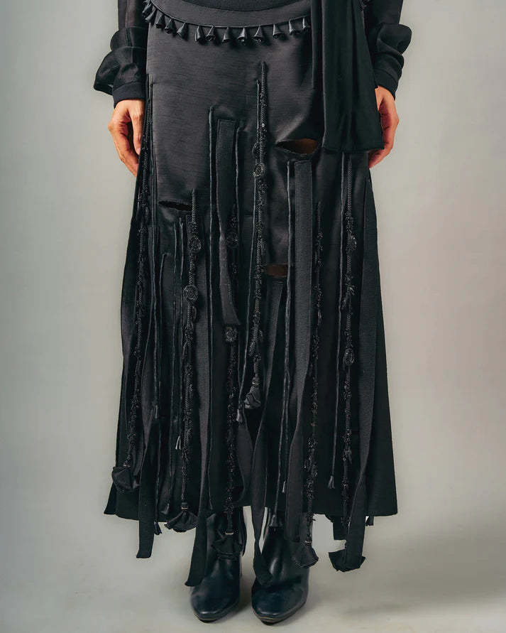 Tube Patchwork Top & Cut Out Tassels Skirt Set
