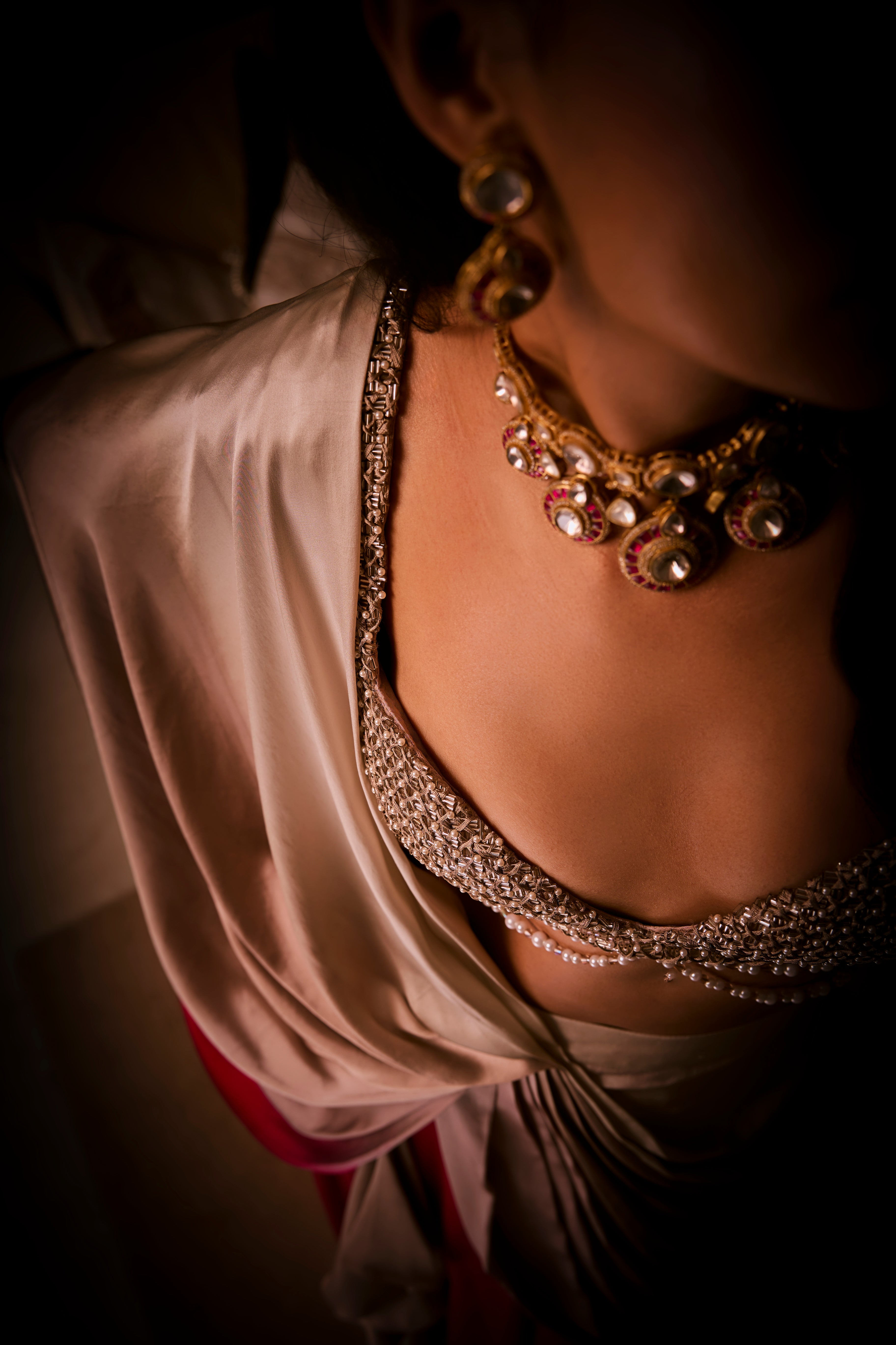 Pure Silk Satin Pre Draped Saree