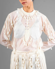 Cord Fringe Top & Drape Tassel Trouser Set