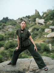 Berlin Shawl Collar Top Green