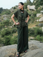 Berlin Shawl Collar Top Green