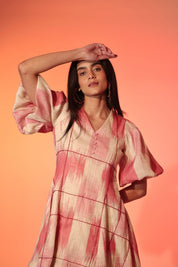 Pink Ripple Beaded Mini Dress