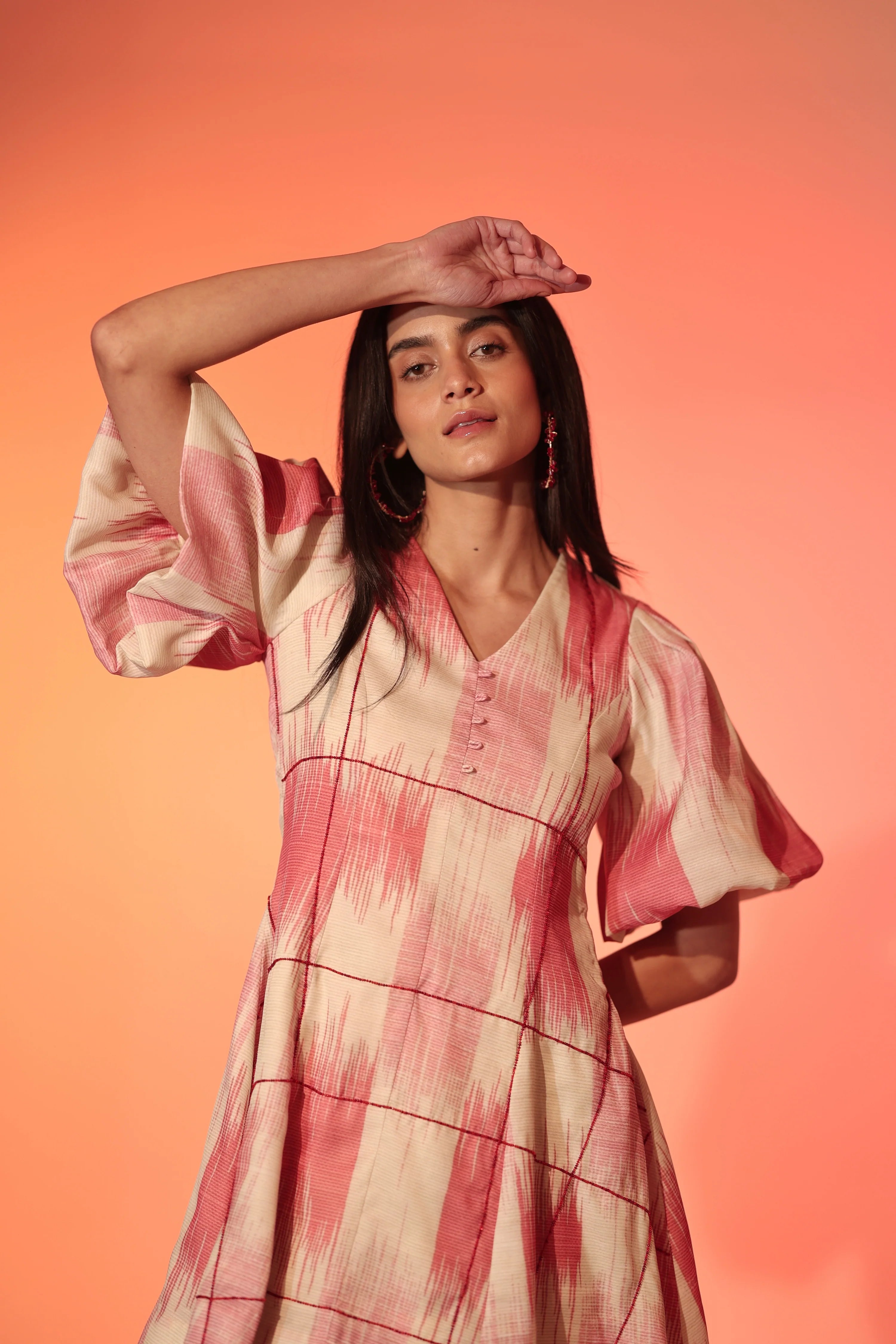 Pink Ripple Beaded Mini Dress