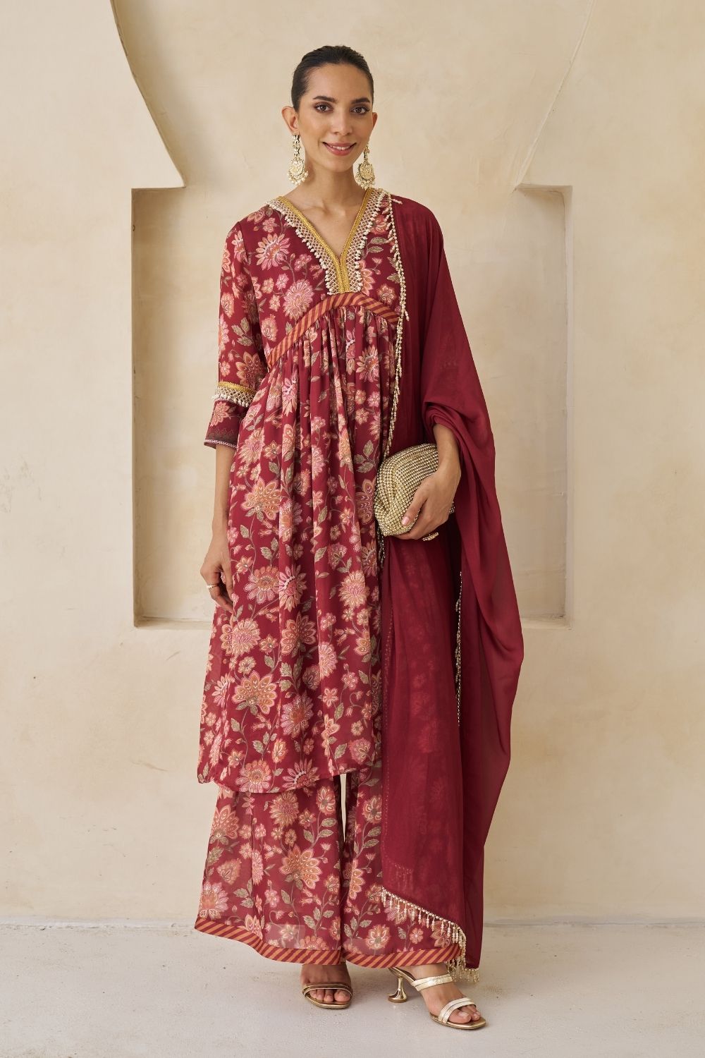 Laya Three Piece Set With Dupatta