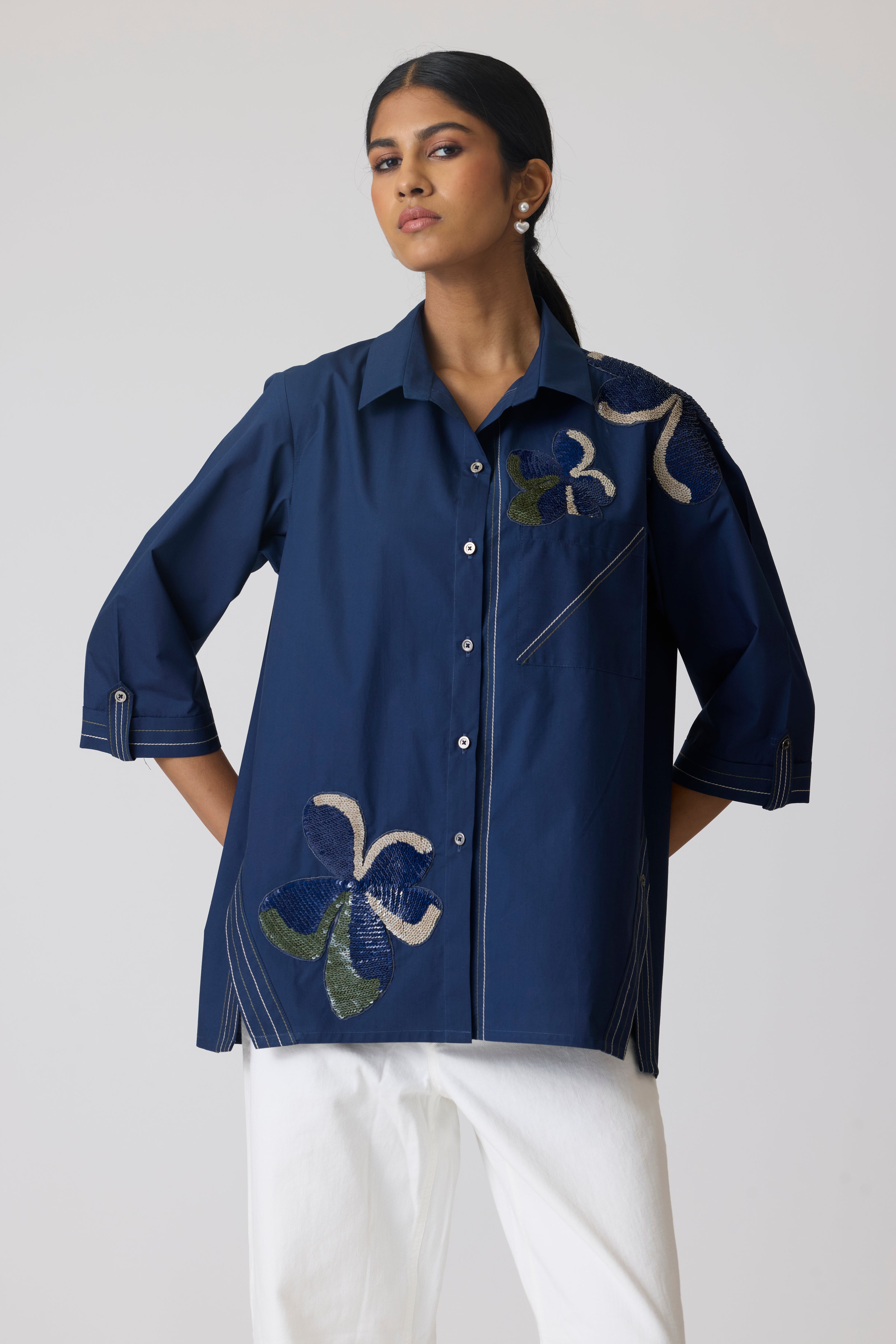 Sylvie Applique Midnight Navy Shirt