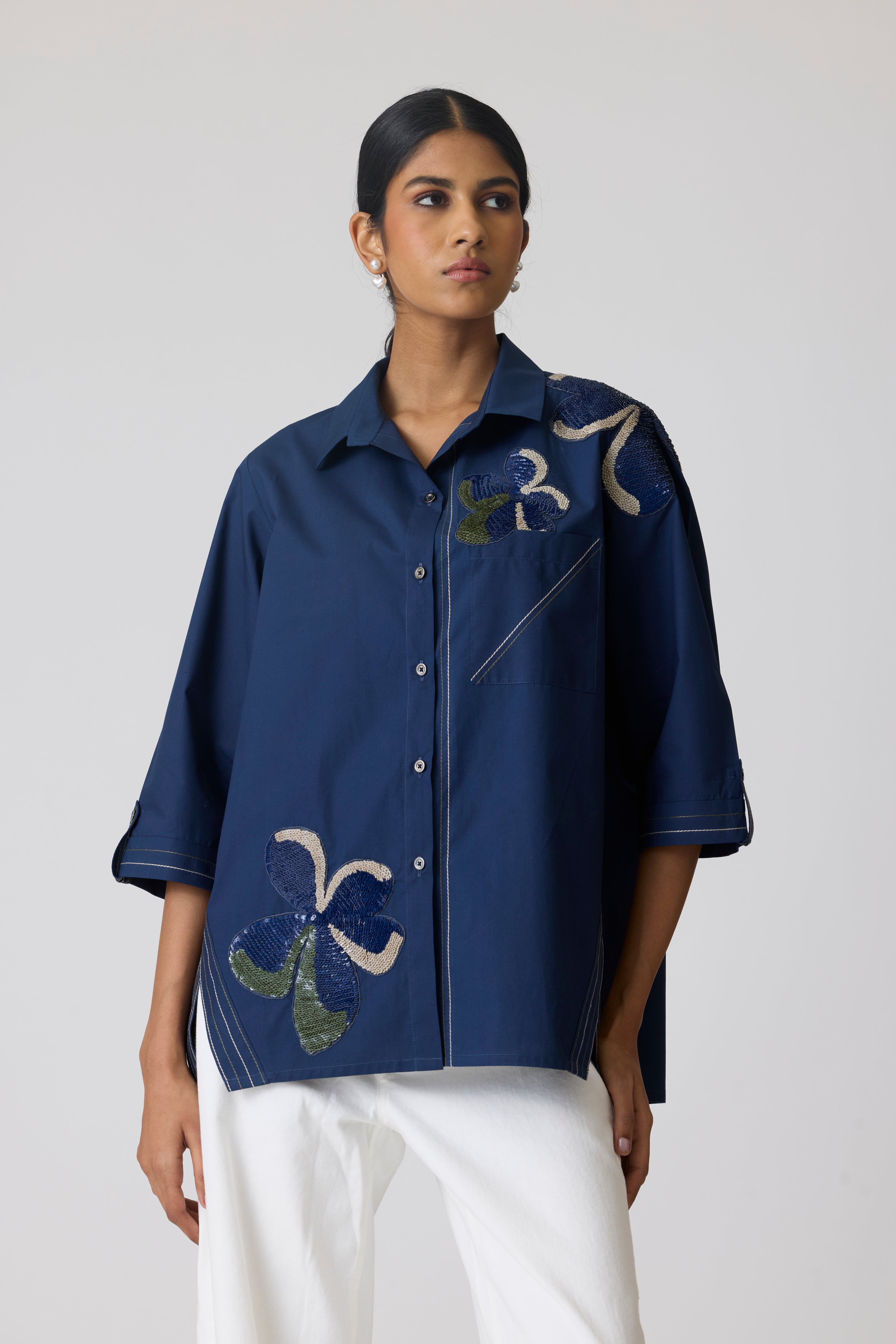 Sylvie Applique Midnight Navy Shirt