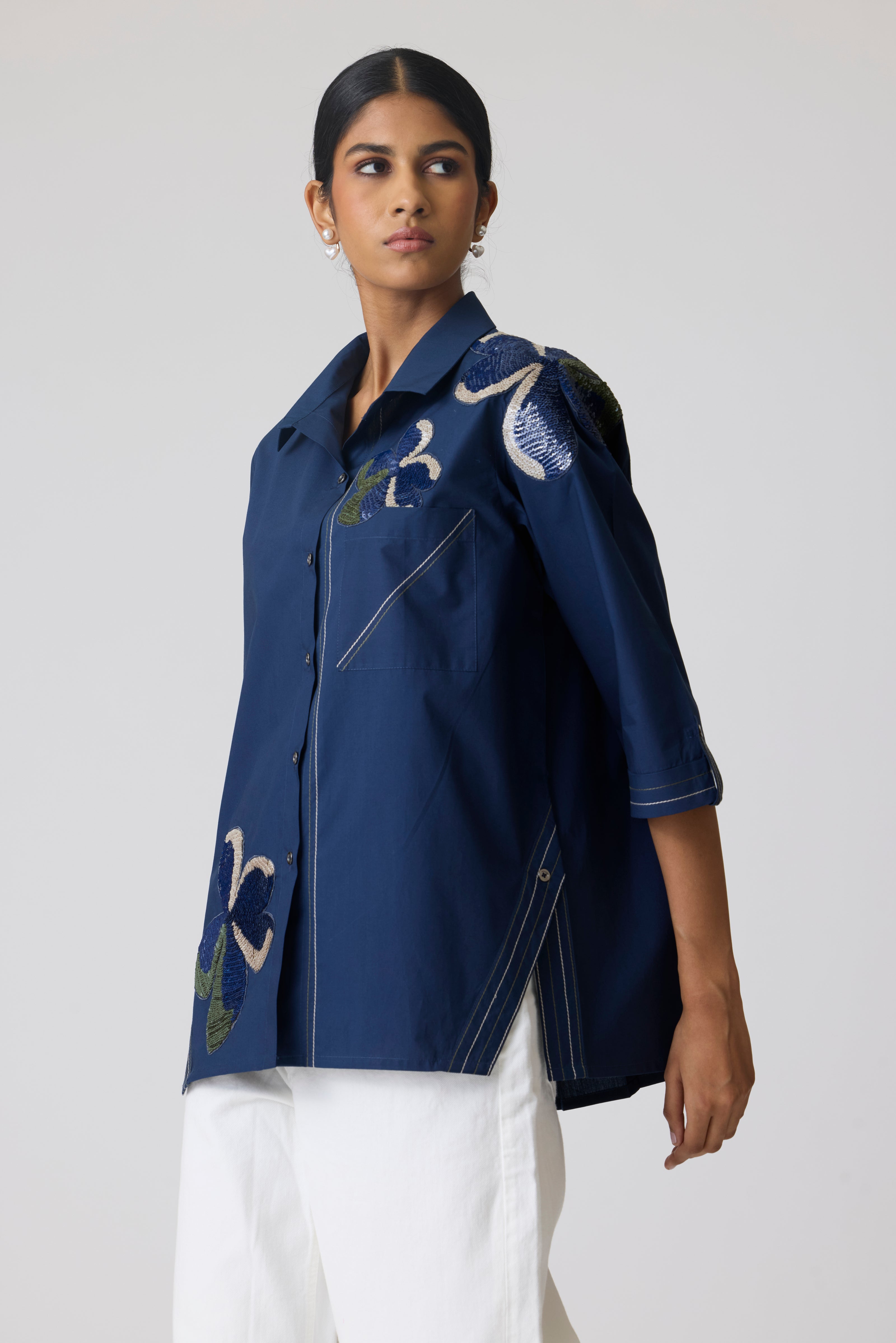 Sylvie Applique Midnight Navy Shirt