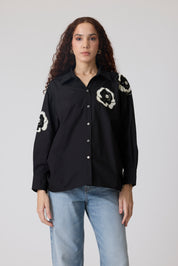 Eva Applique Black Shirt
