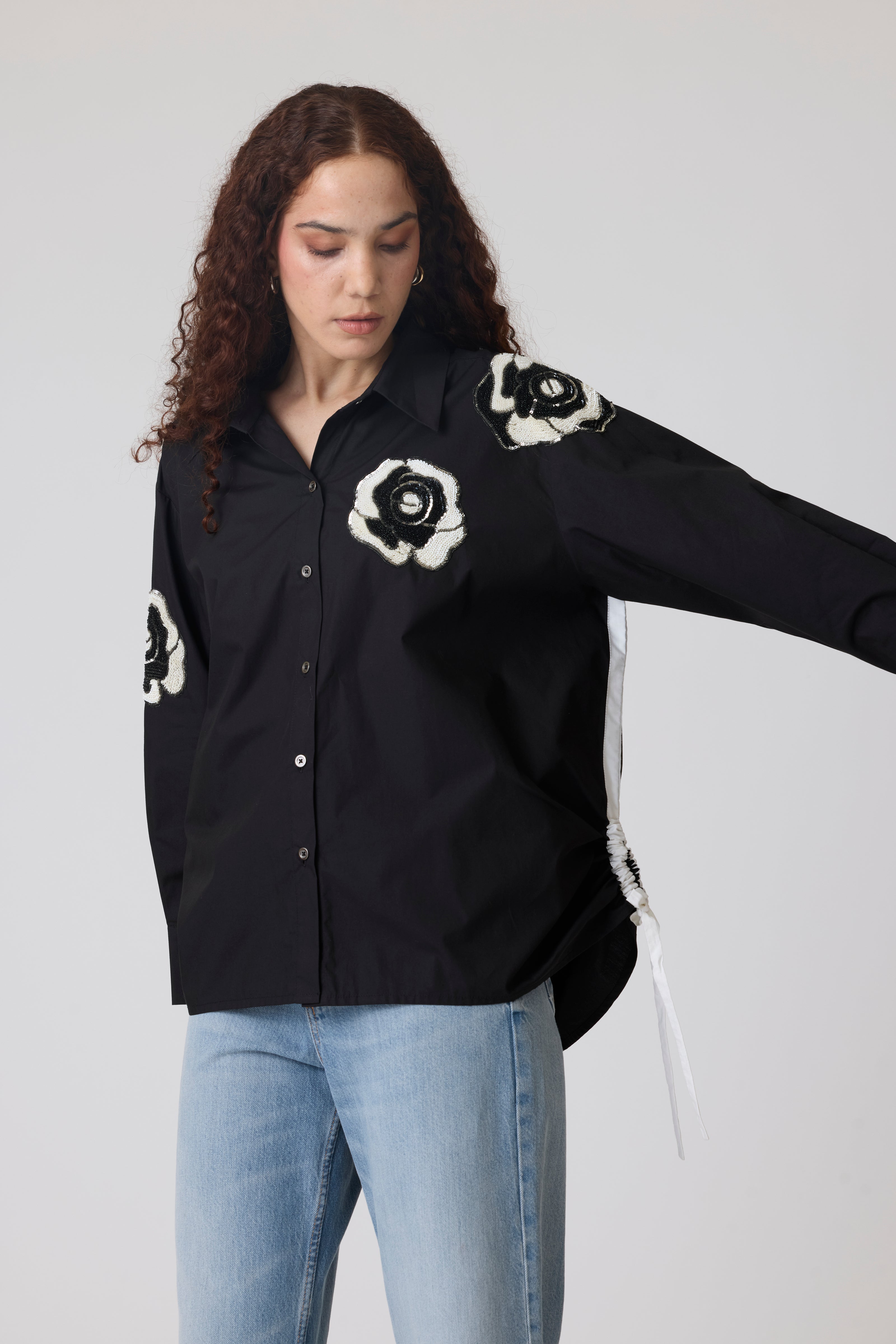 Eva Applique Black Shirt