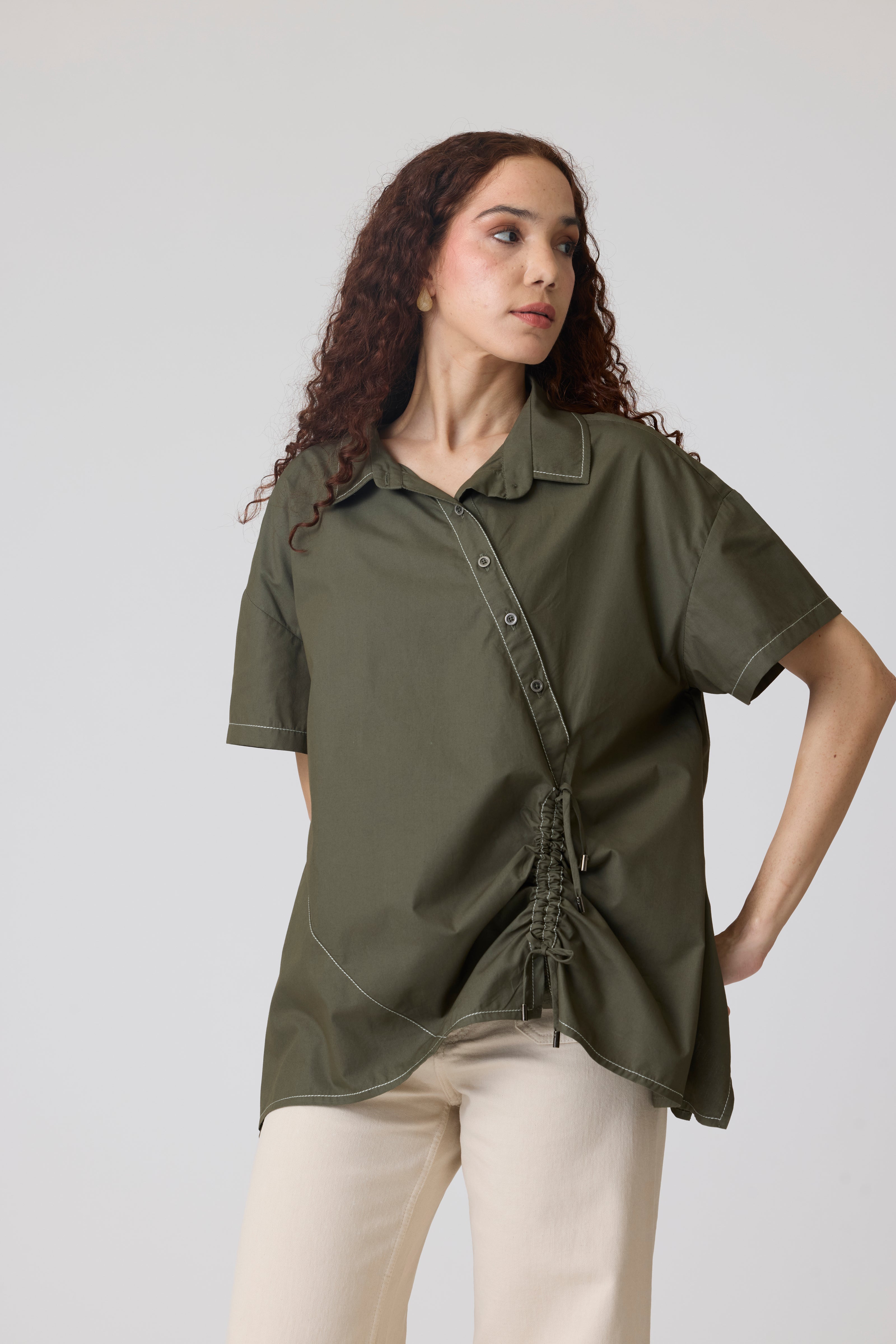 Joselle Military Green Shirt