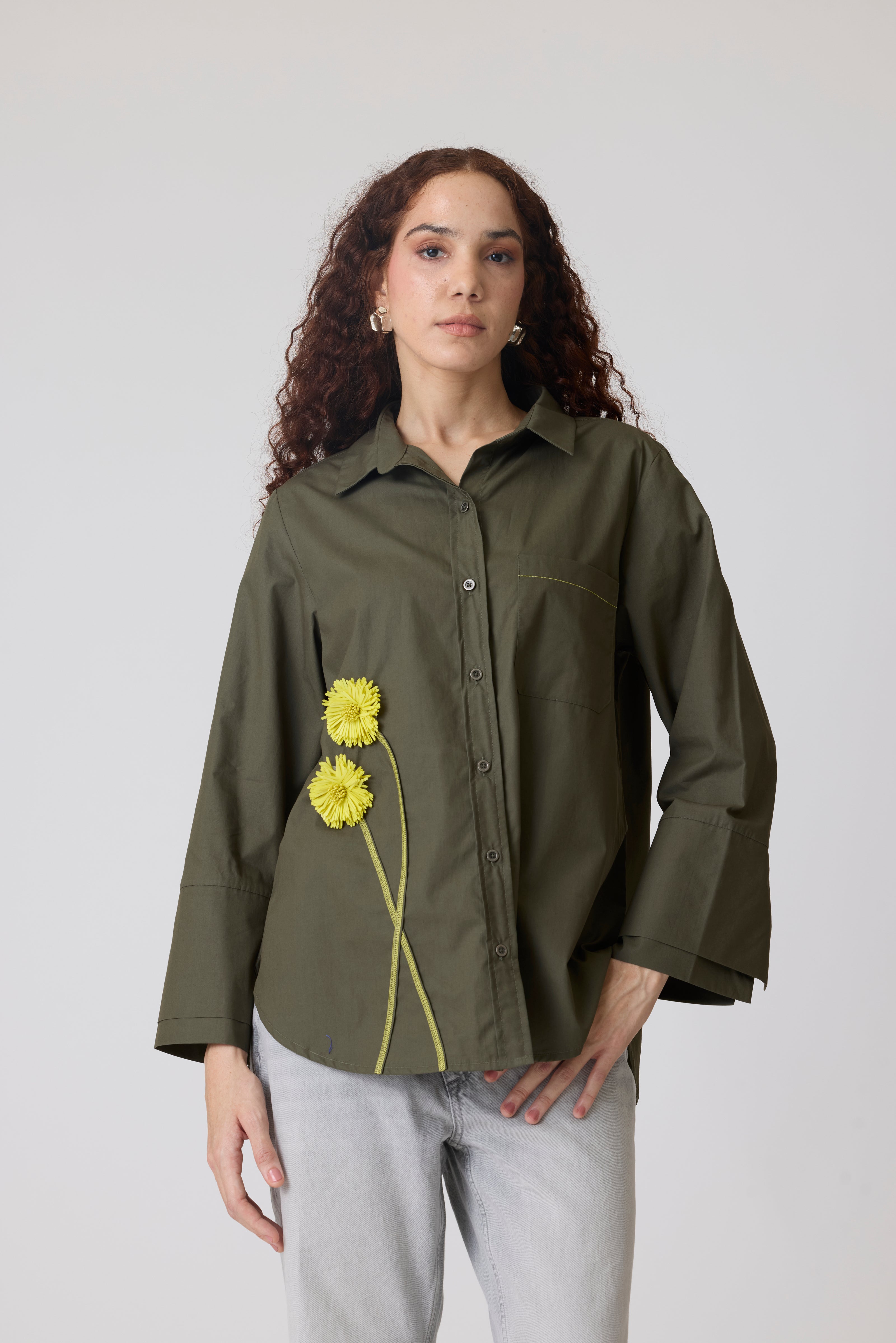 Sven Applique Military Green Shirt