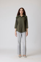 Jules Applique Military Green Shirt