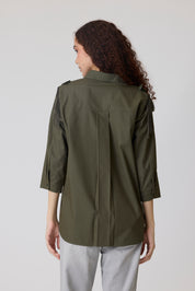 Jules Applique Military Green Shirt