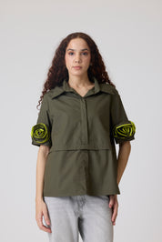 Chriselle Military Green Shirt