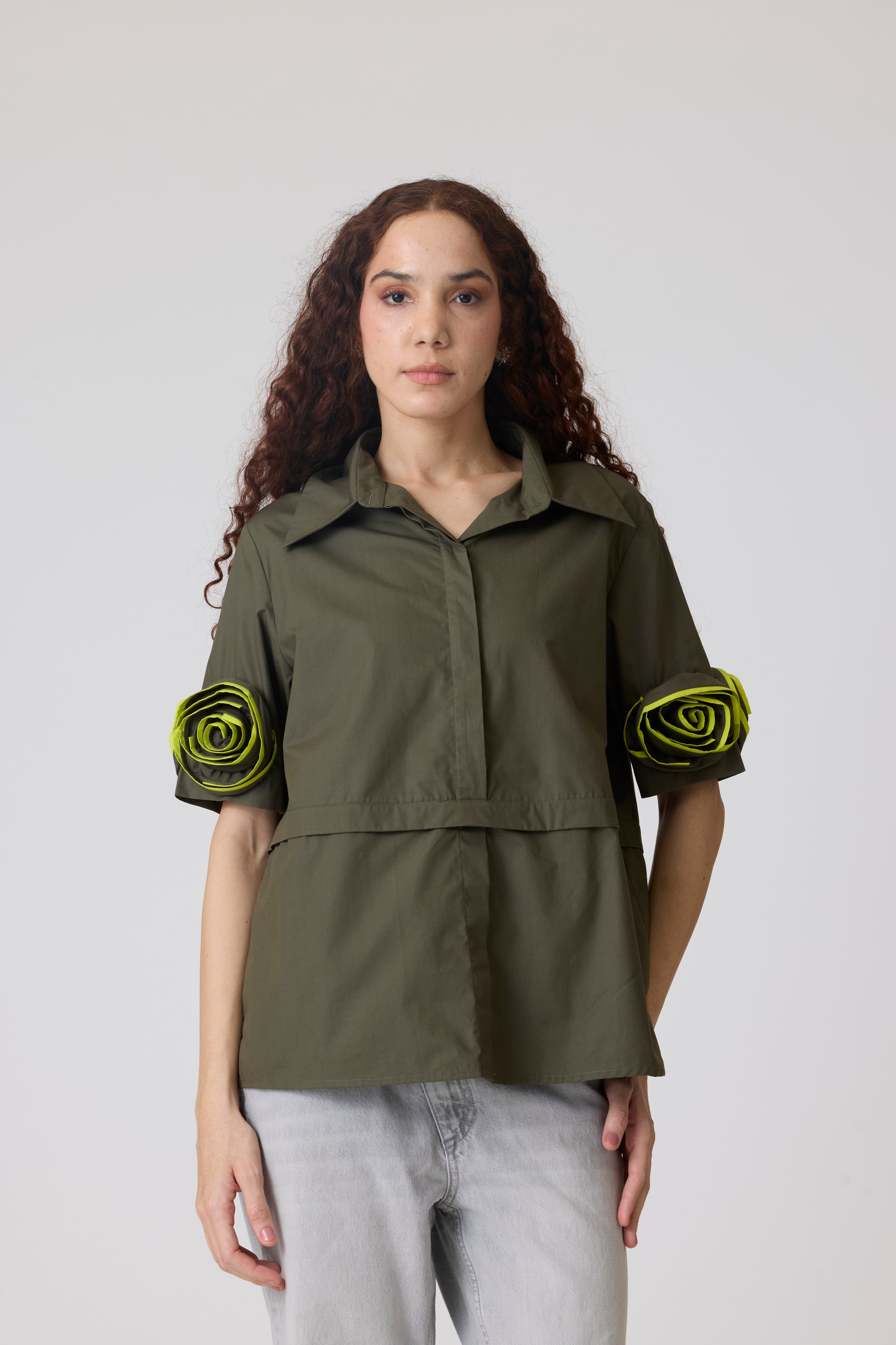 Chriselle Military Green Shirt