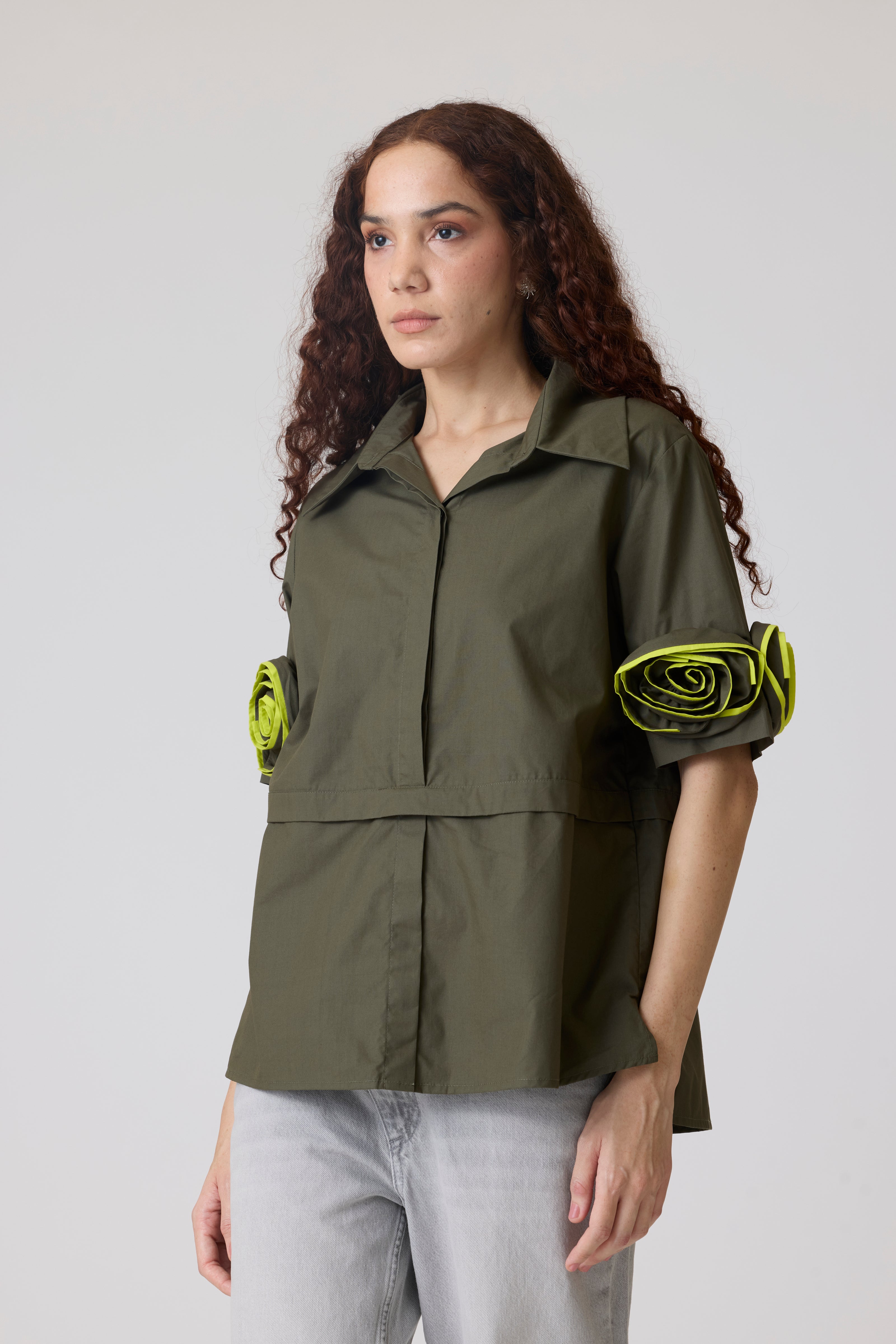 Chriselle Military Green Shirt