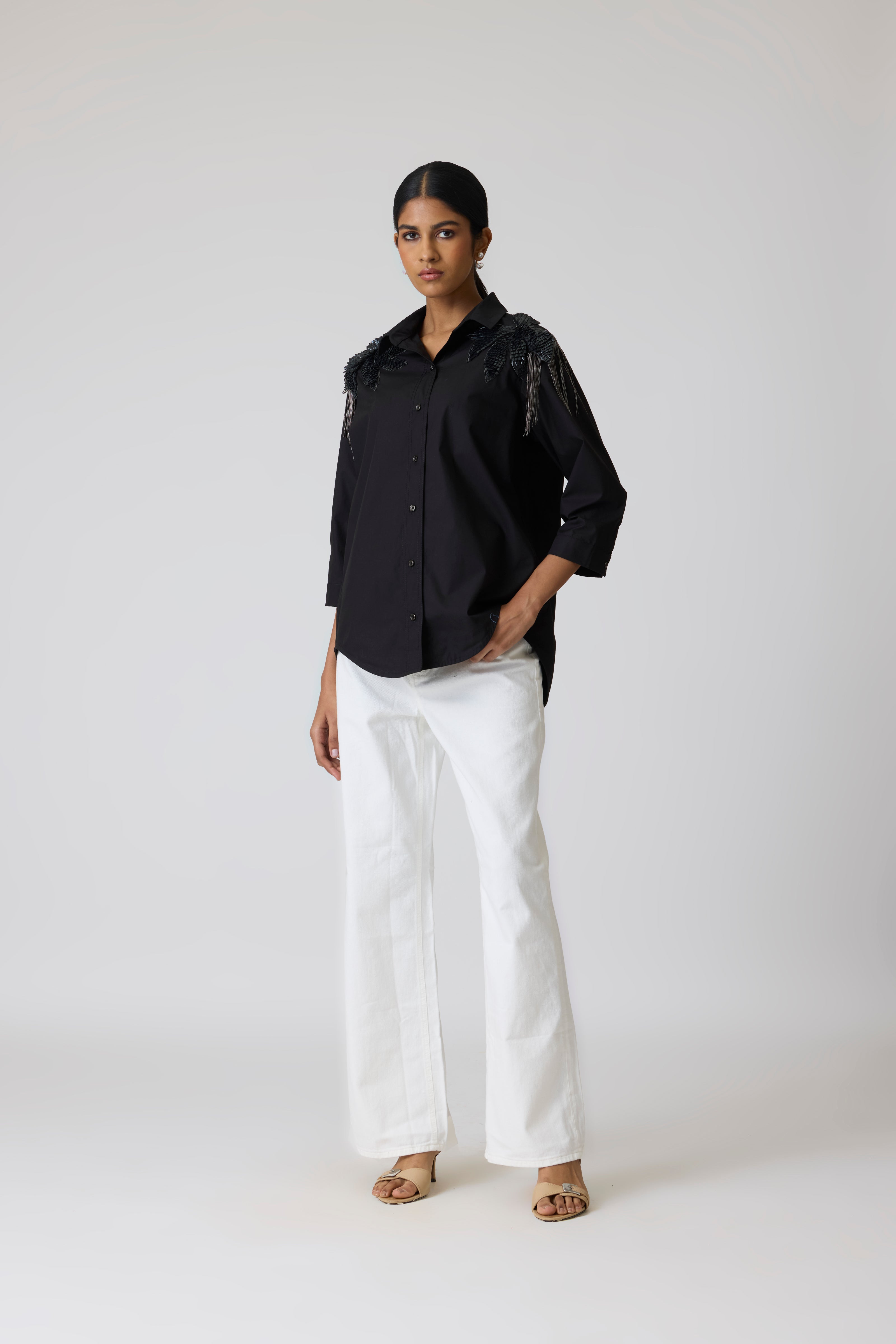 Jules Applique Black Shirt
