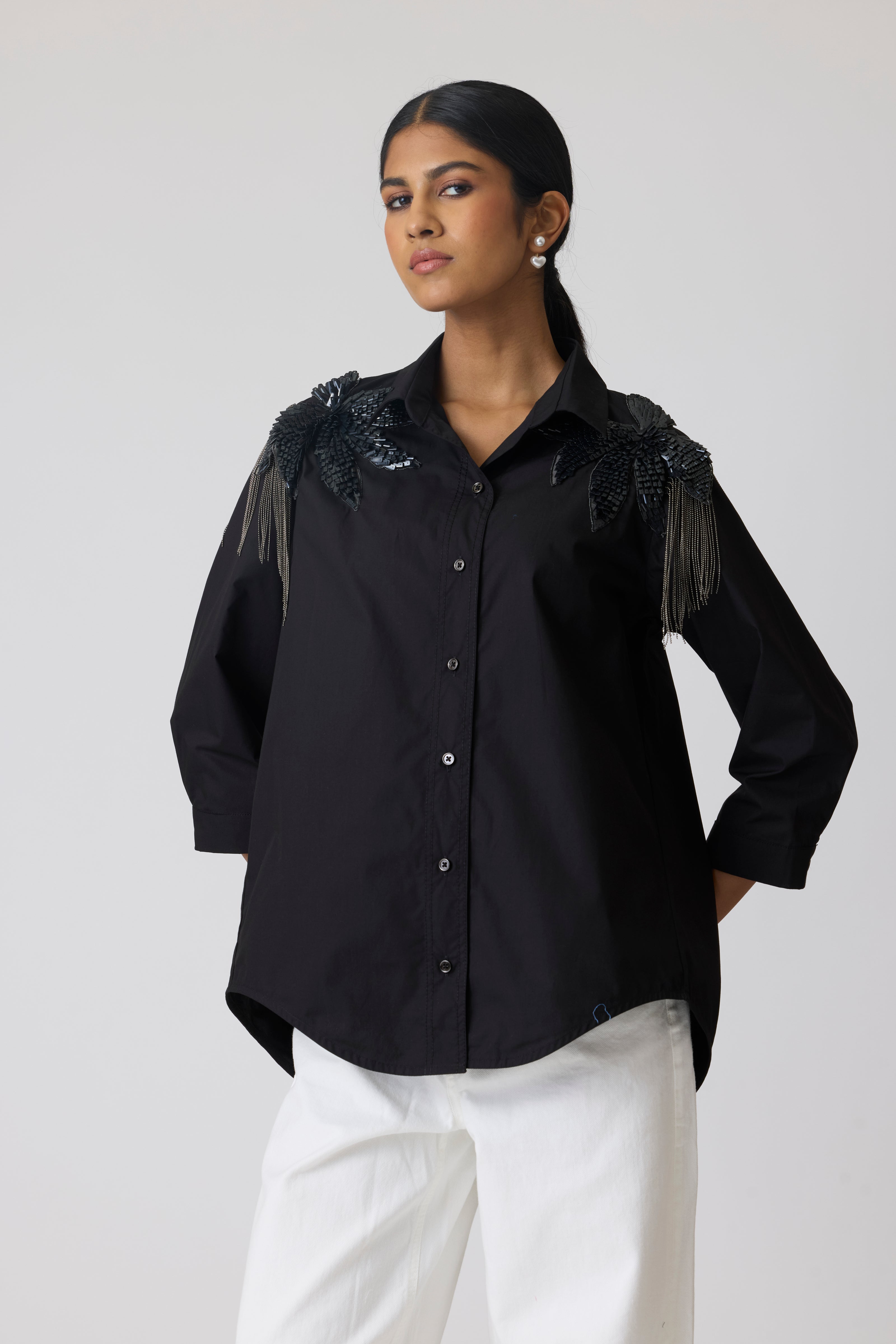 Jules Applique Black Shirt