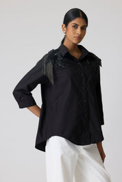 Jules Applique Black Shirt