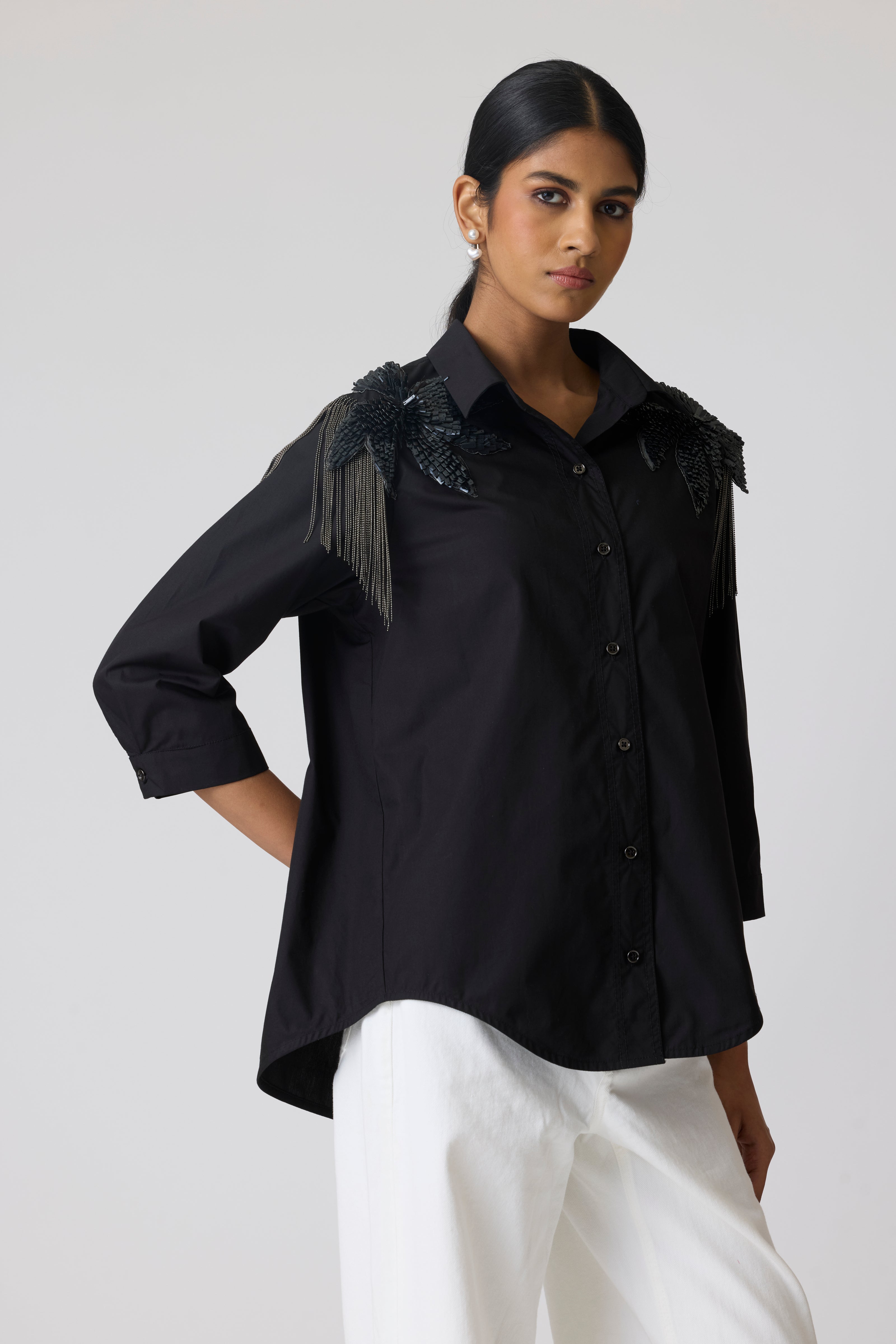 Jules Applique Black Shirt