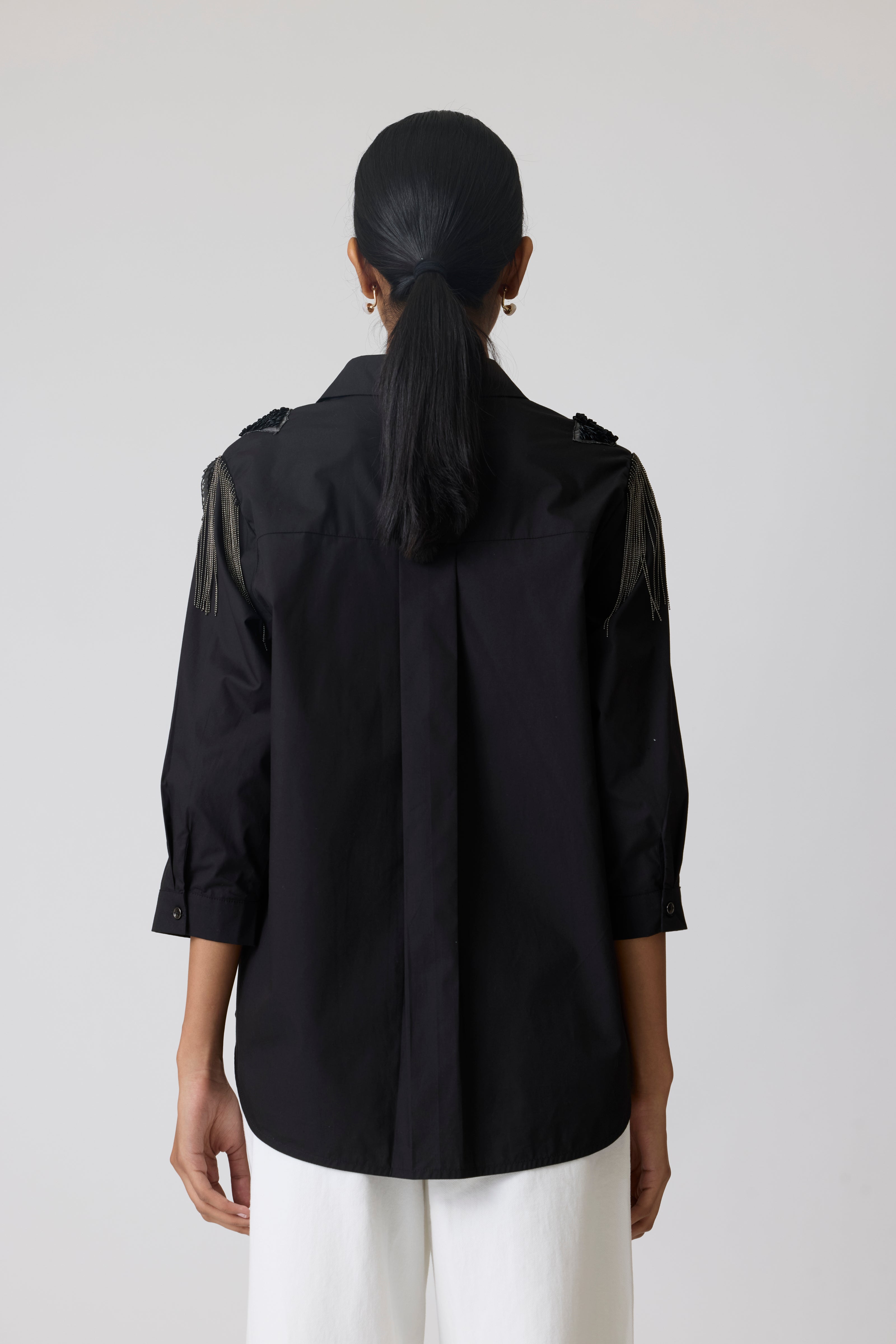 Jules Applique Black Shirt