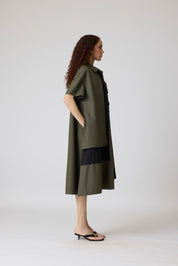 Isla Applique Military Green & Black Dress