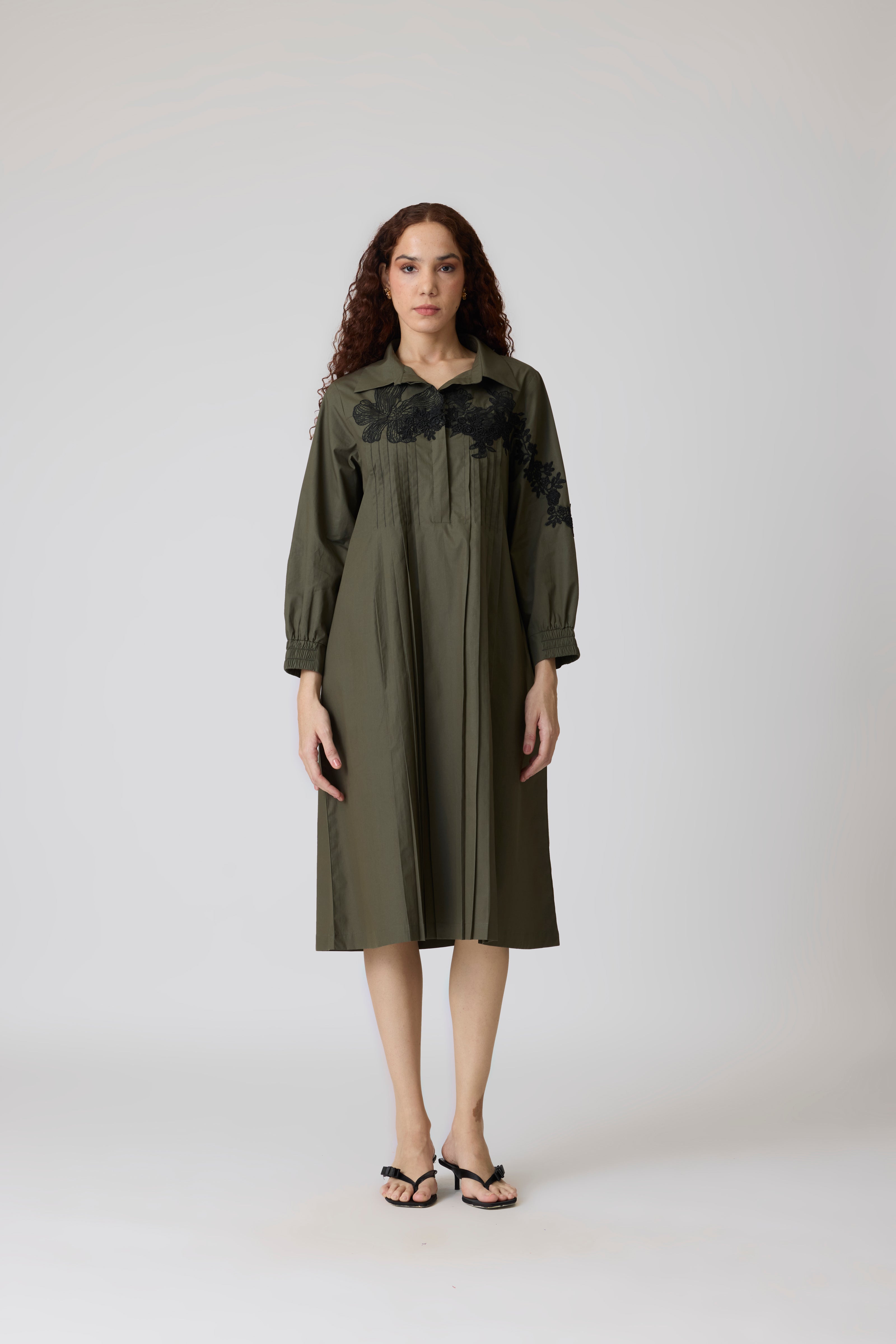 Esme Midi Military Green Dress