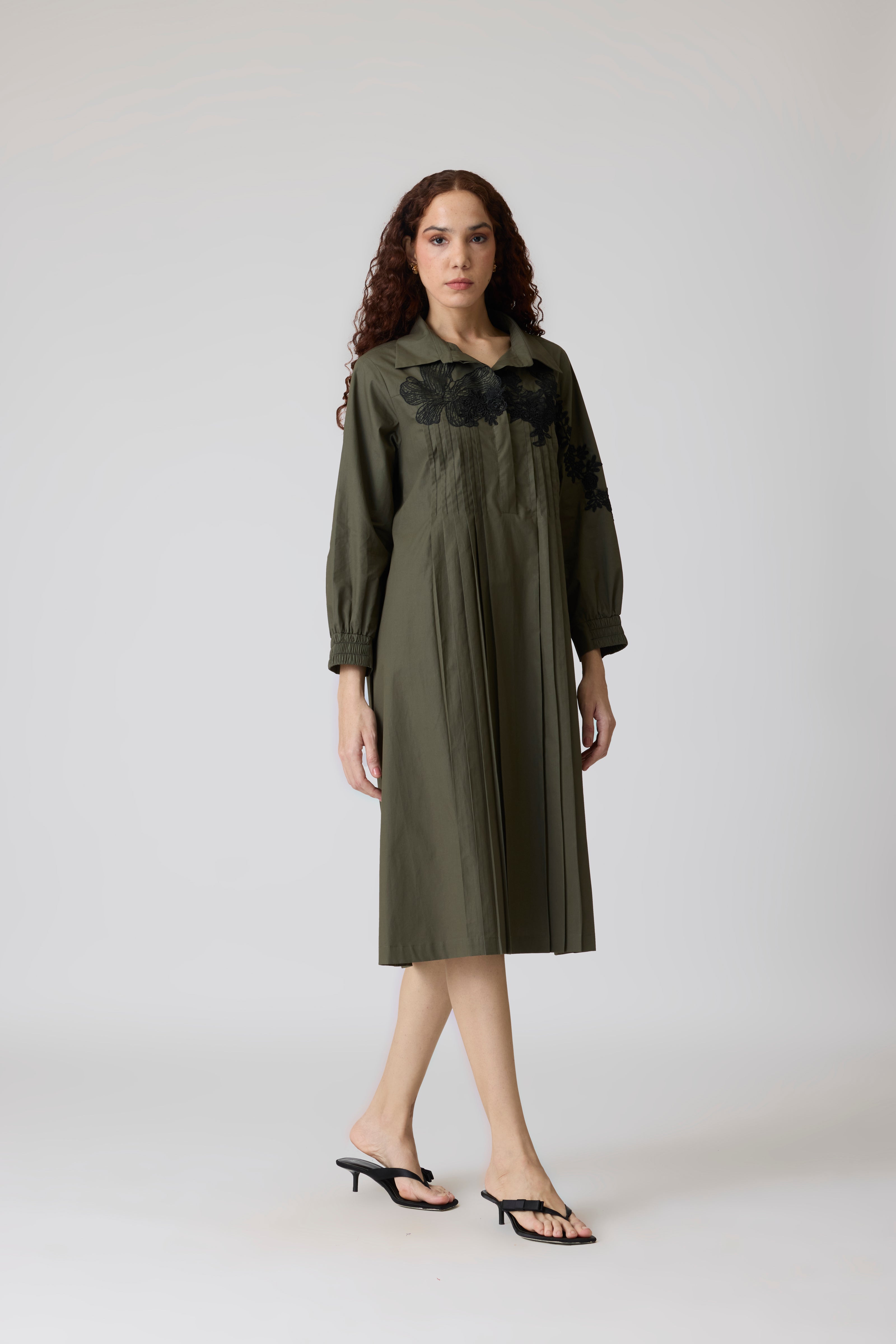 Esme Midi Military Green Dress