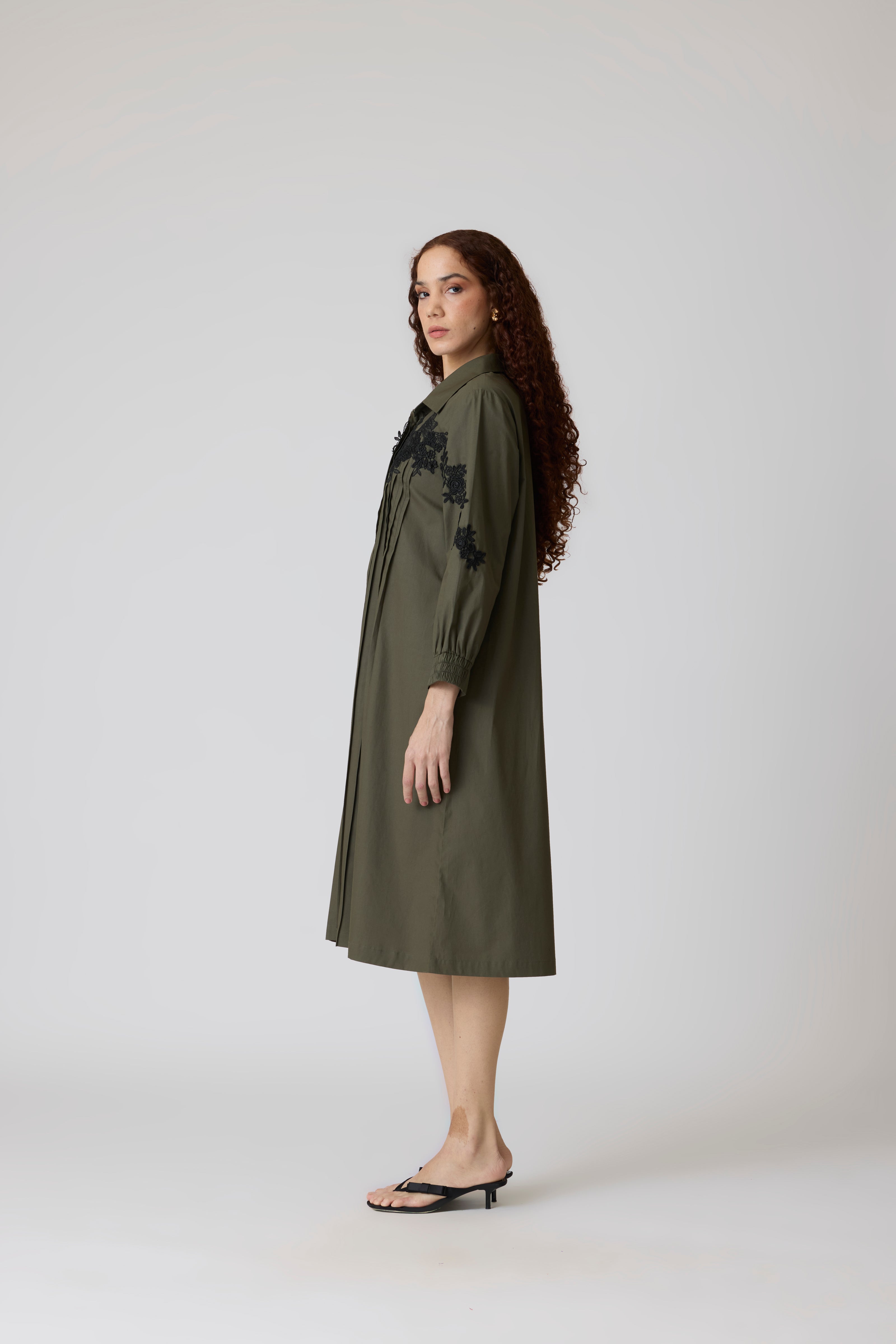 Esme Midi Military Green Dress