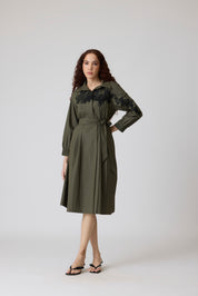 Esme Midi Military Green Dress