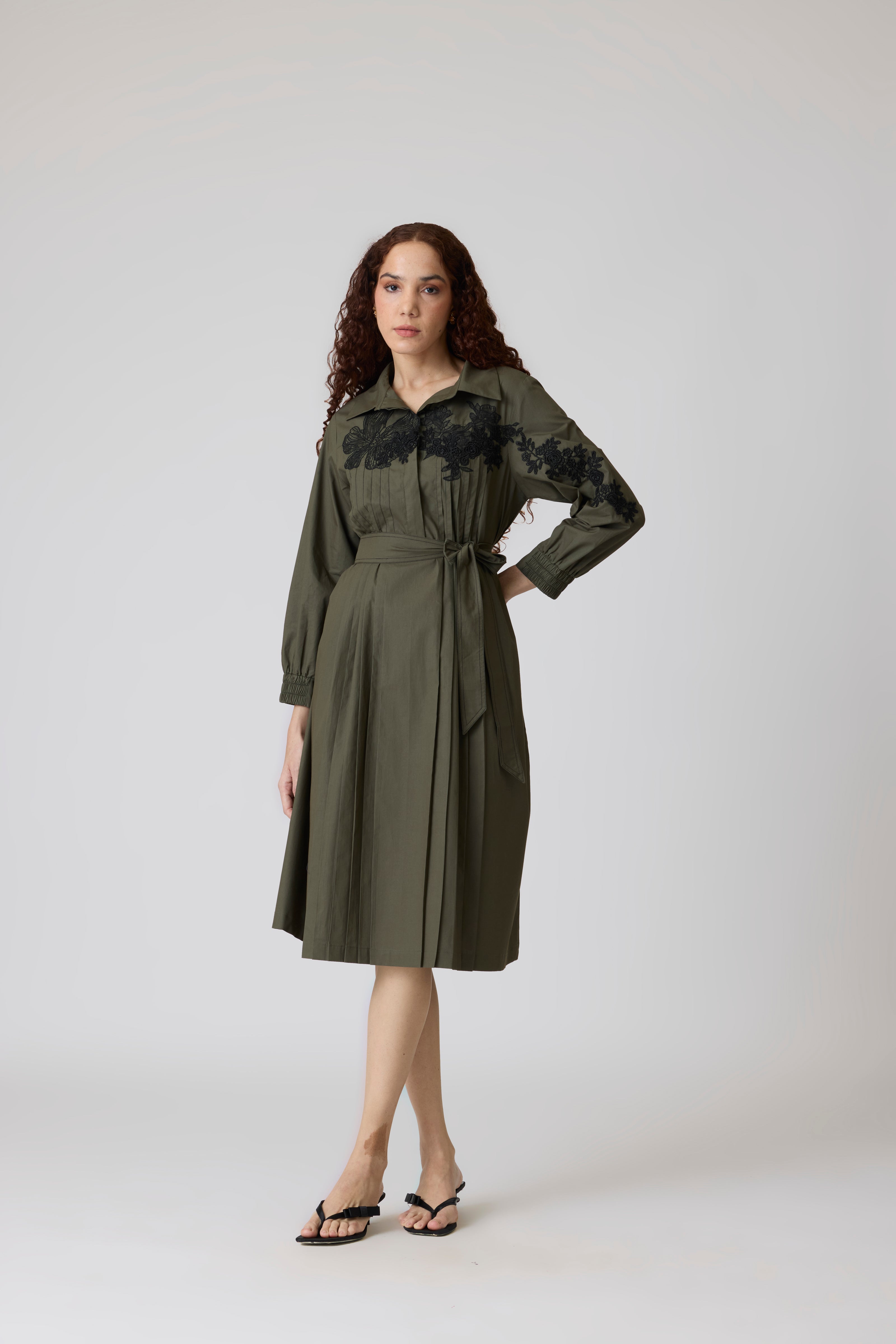 Esme Midi Military Green Dress