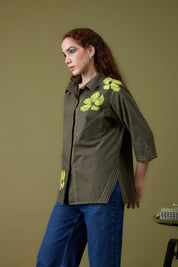 Edith Applique Military Green Shirt