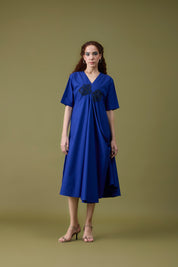 Audrey Applique Cosmic Blue Dress