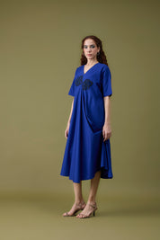 Audrey Applique Cosmic Blue Dress