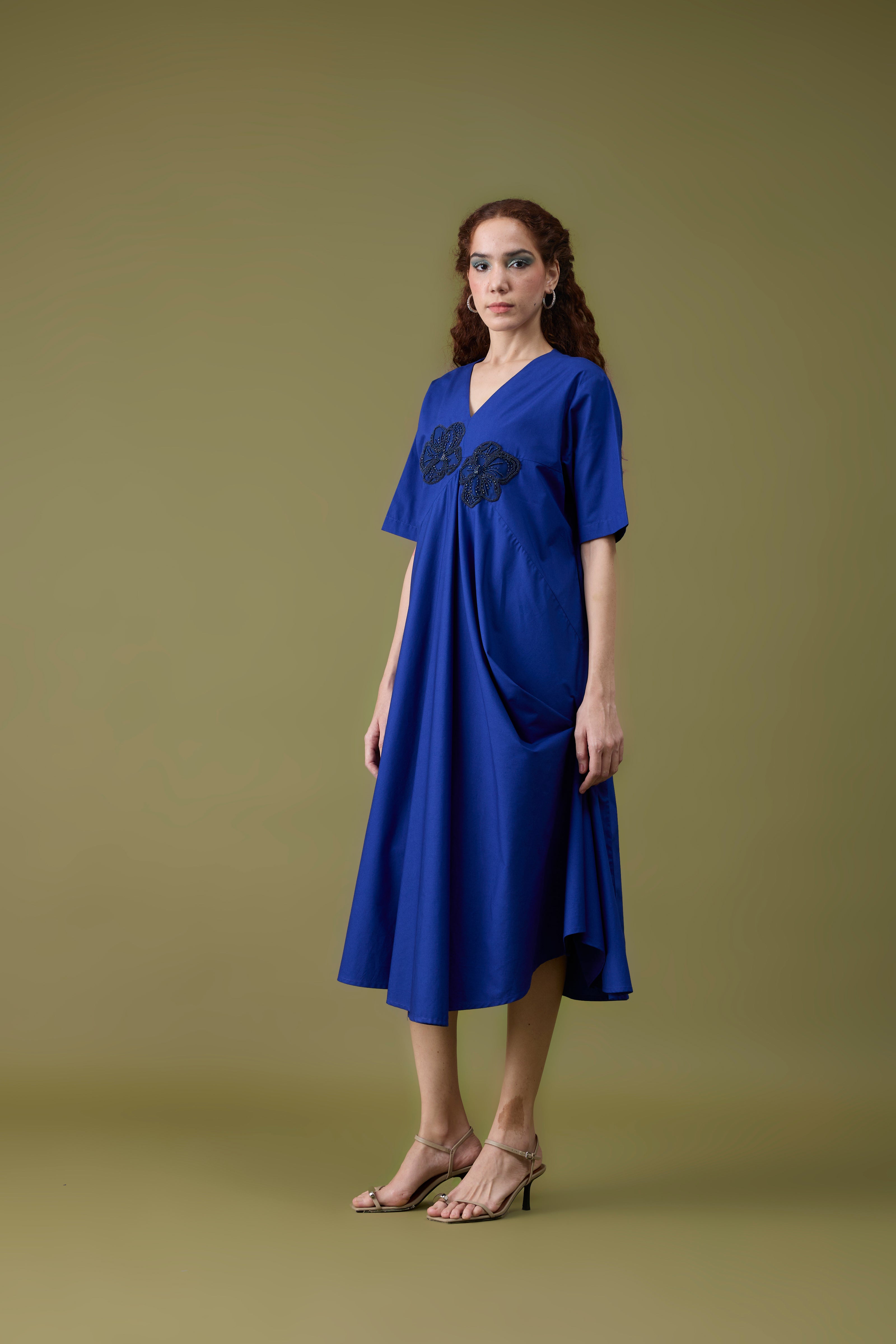 Audrey Applique Cosmic Blue Dress