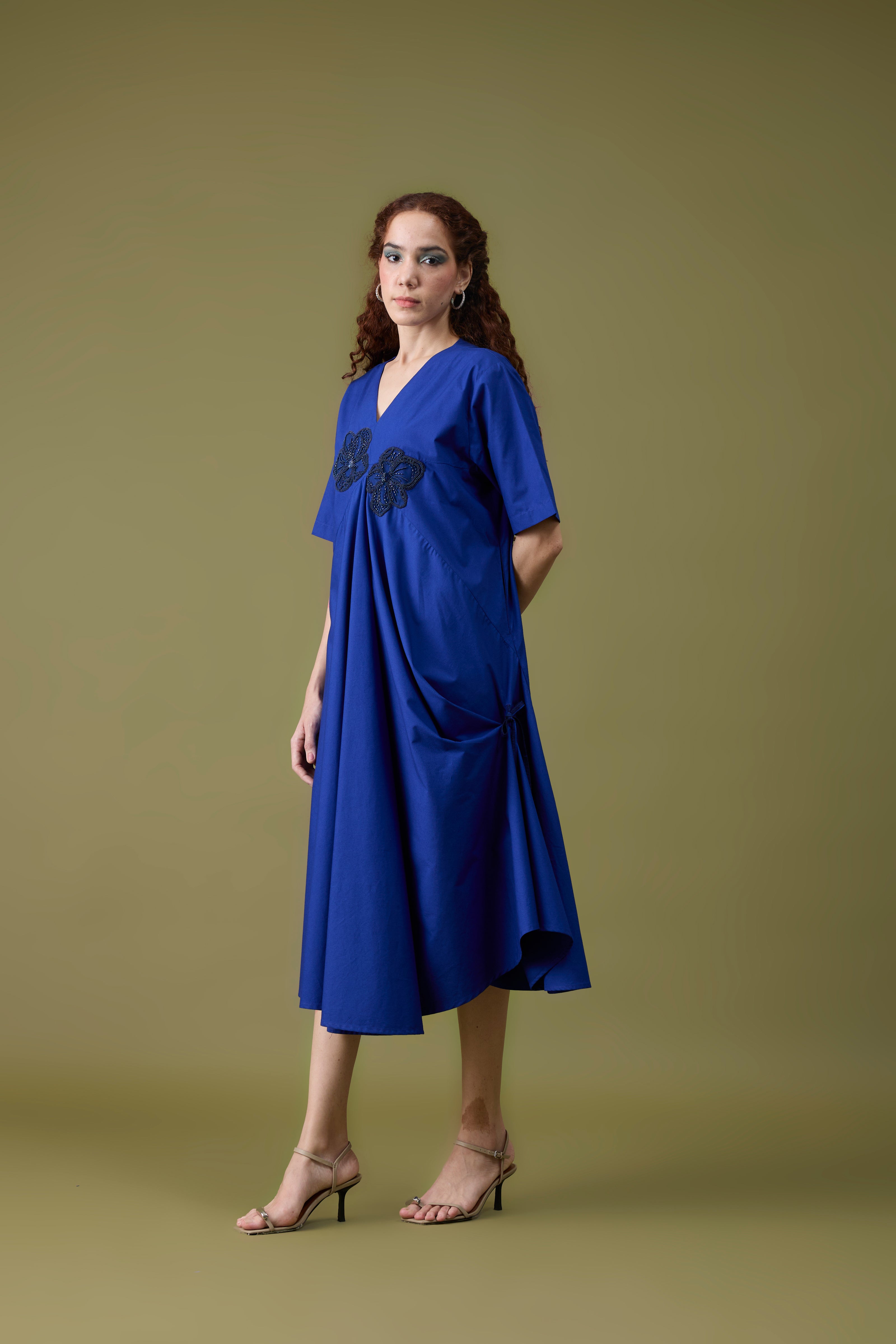 Audrey Applique Cosmic Blue Dress