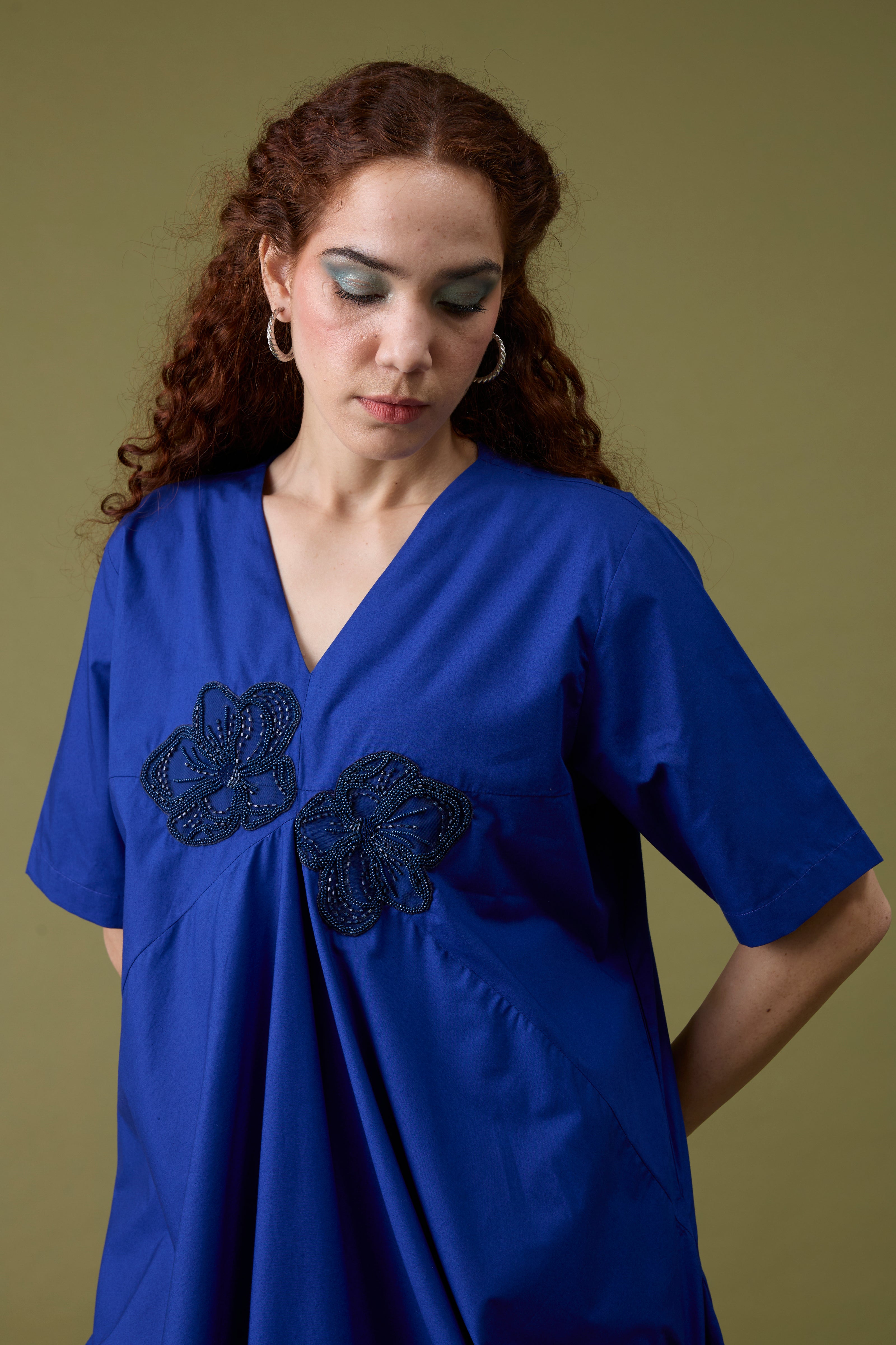 Audrey Applique Cosmic Blue Dress