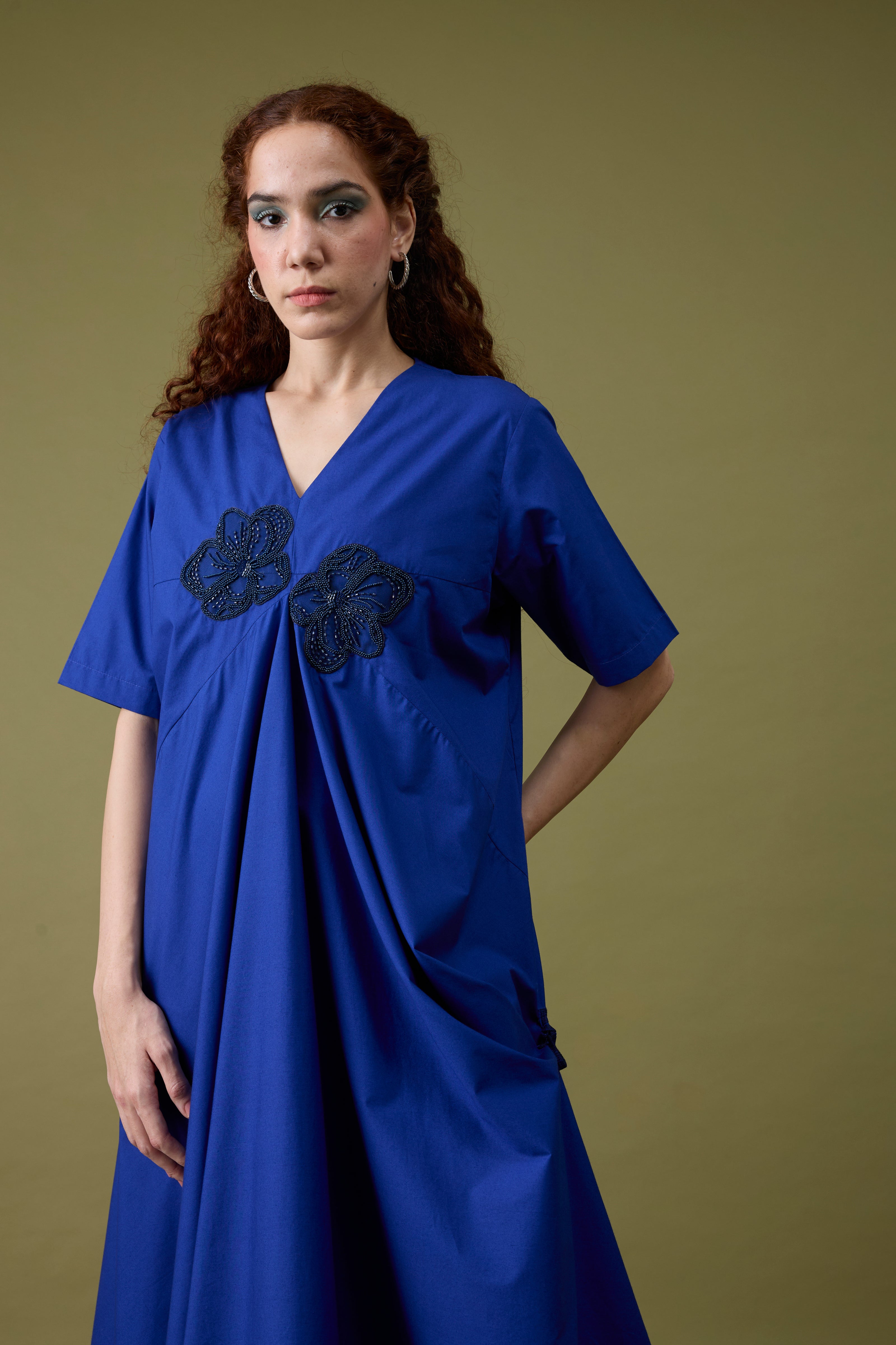 Audrey Applique Cosmic Blue Dress
