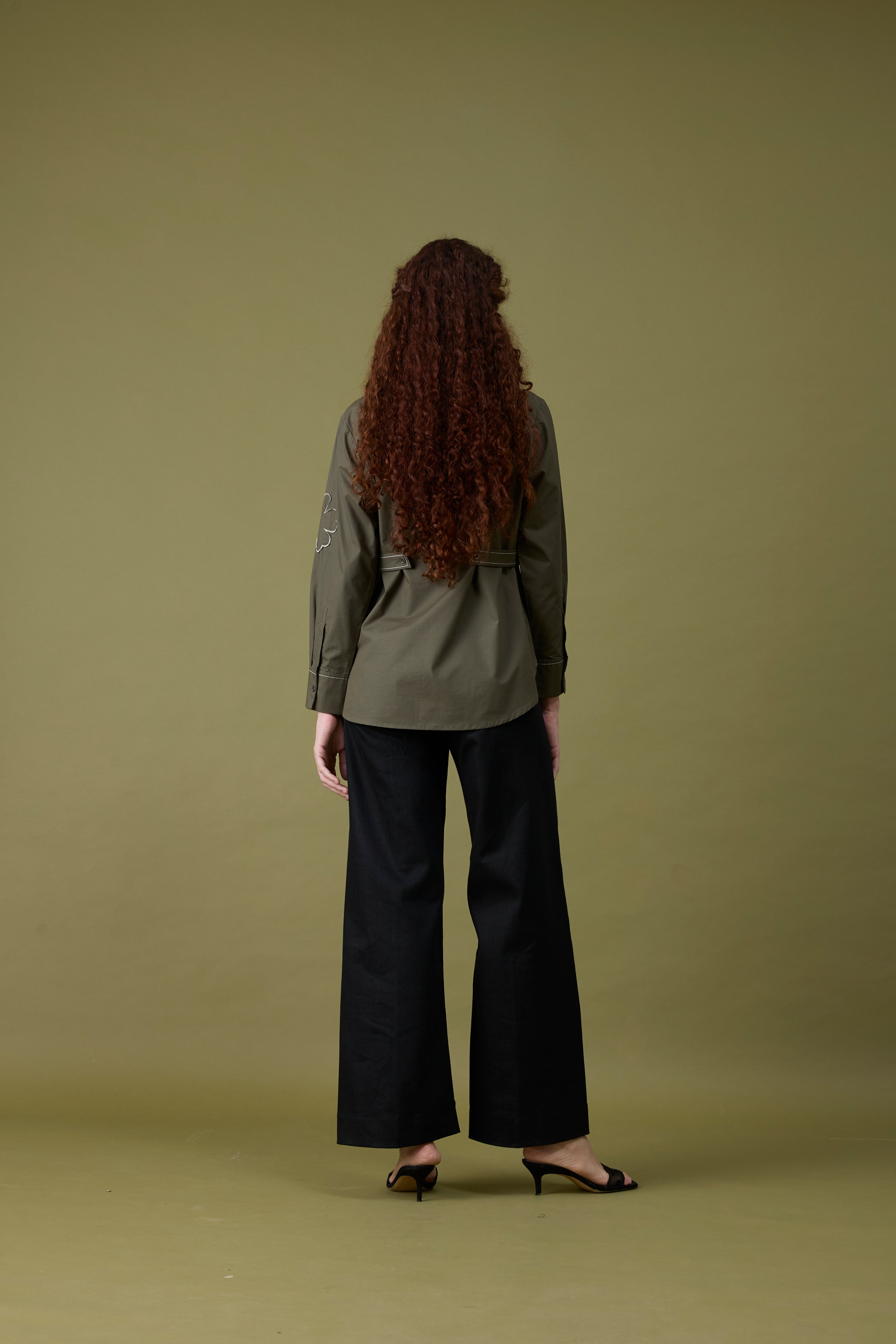 Ruth Applique Military Green Shirt