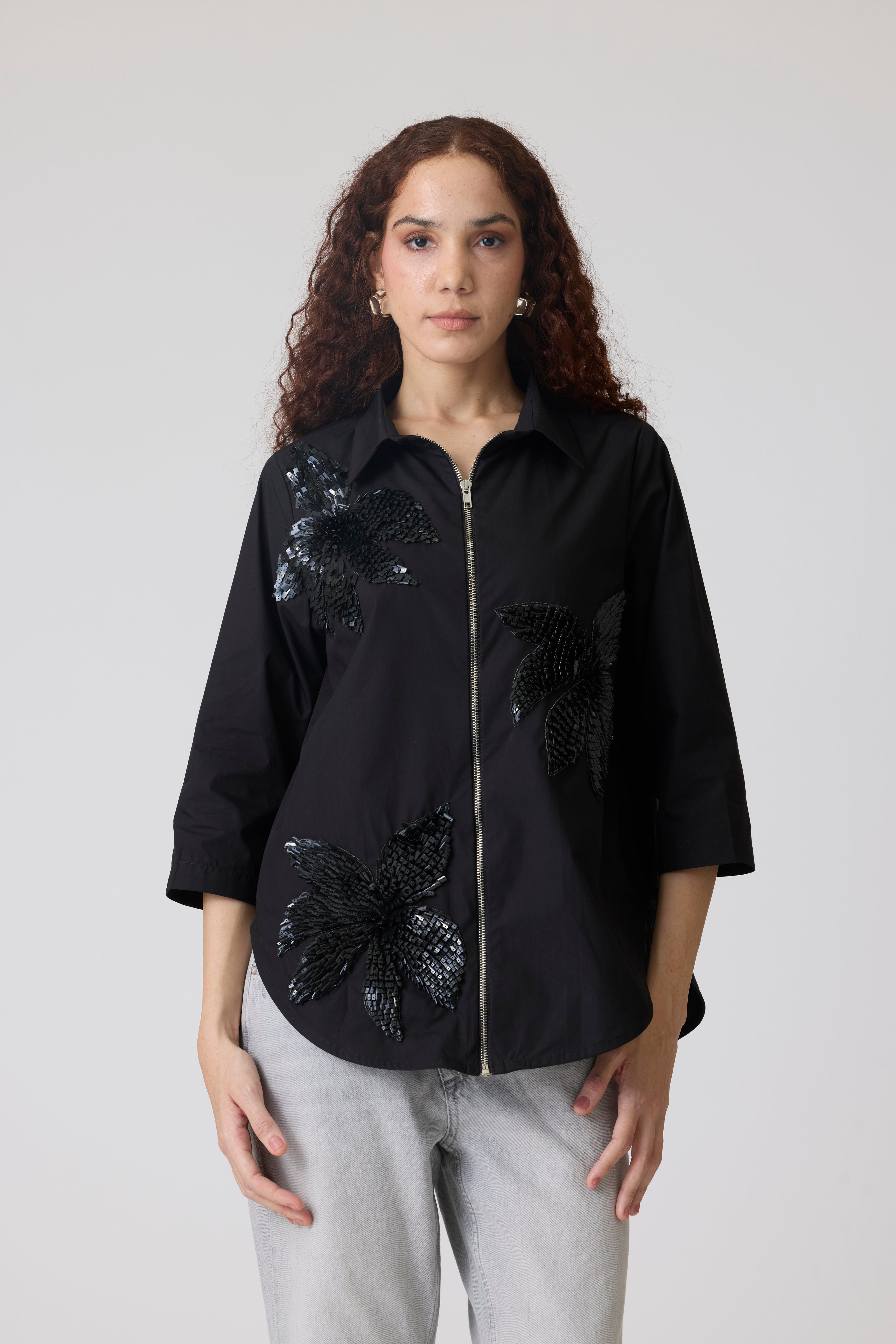 Agnes Applique Black Shirt