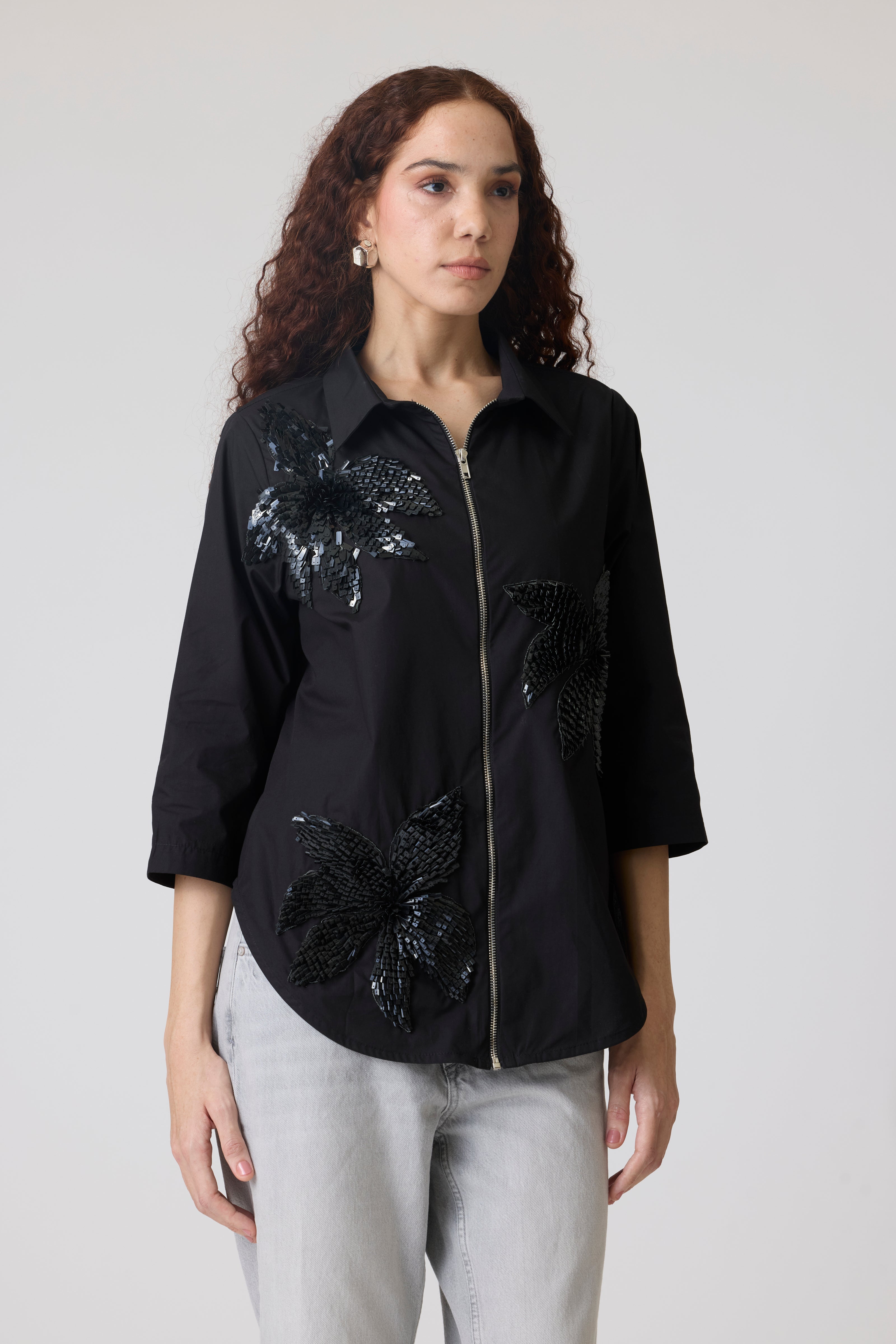 Agnes Applique Black Shirt