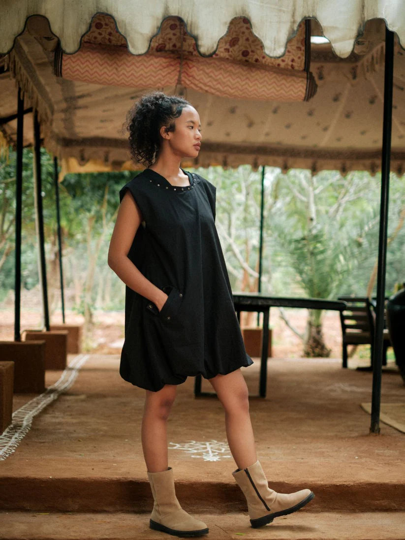 Nara Gather Dress Black