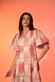 Pink Ripple Beaded Mini Dress