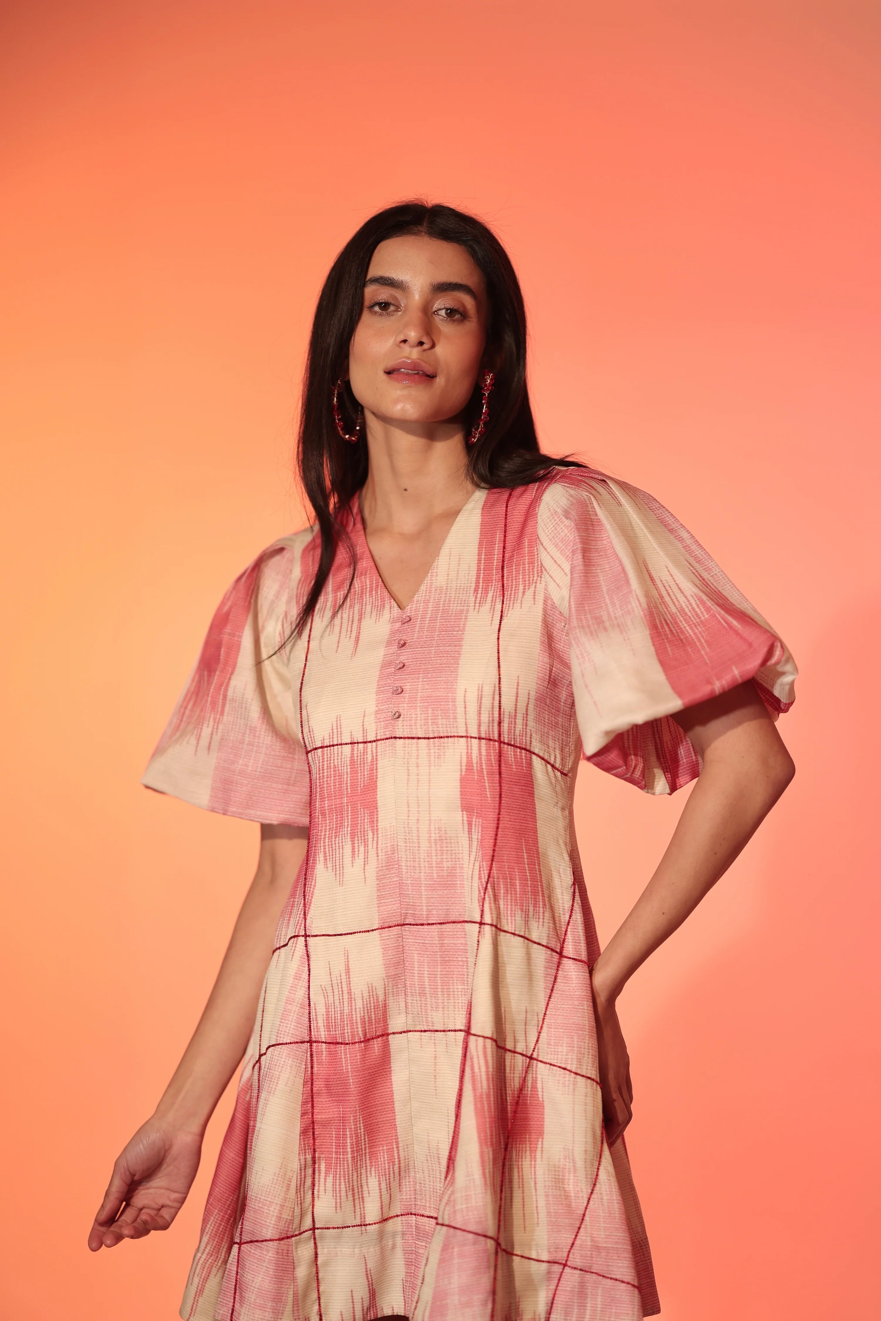 Pink Ripple Beaded Mini Dress