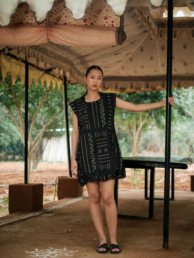 Nara Gather Dress Green